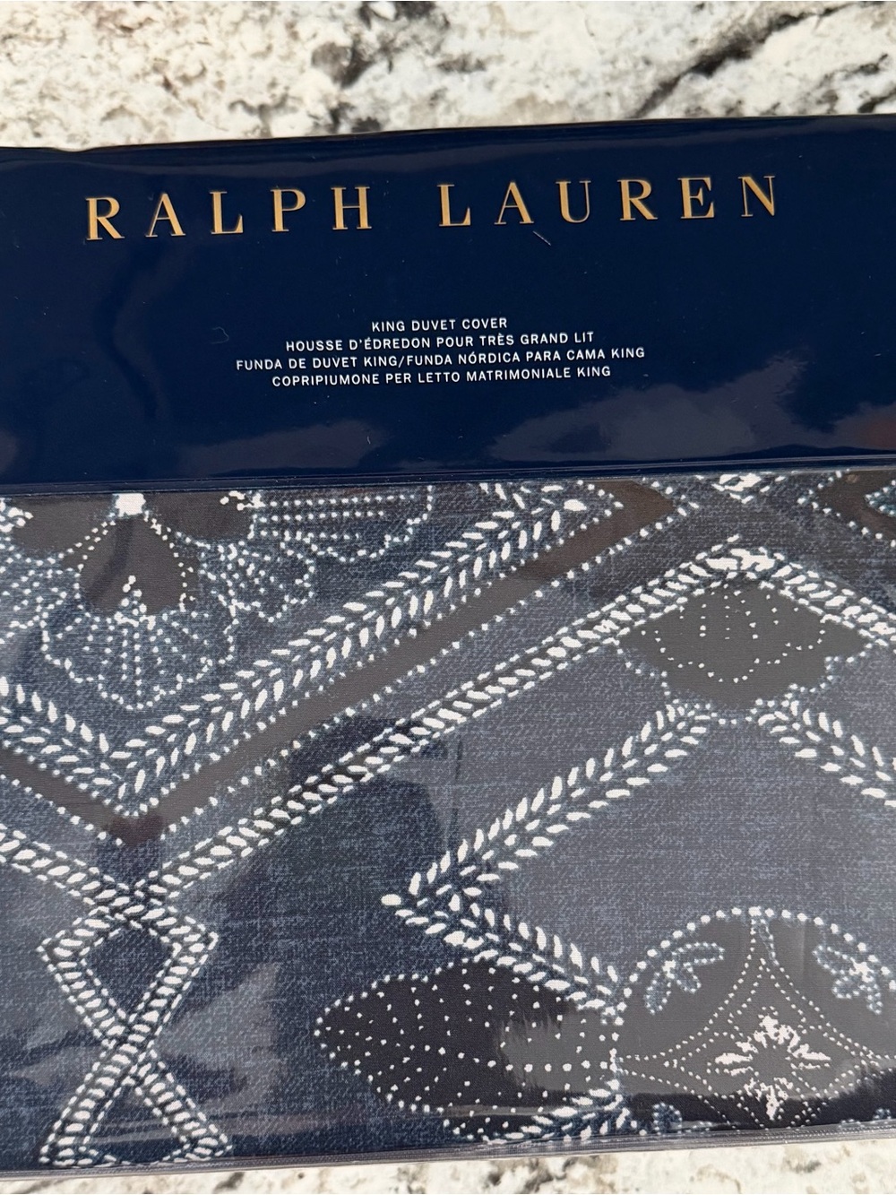 Ralph Lauren Blue King Duvet Cover - Francois Pattern